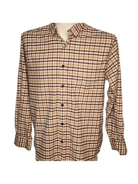 Orvis Men’s Plaid Flannel Shirt Large Cotton Wool Blend Winter Layering